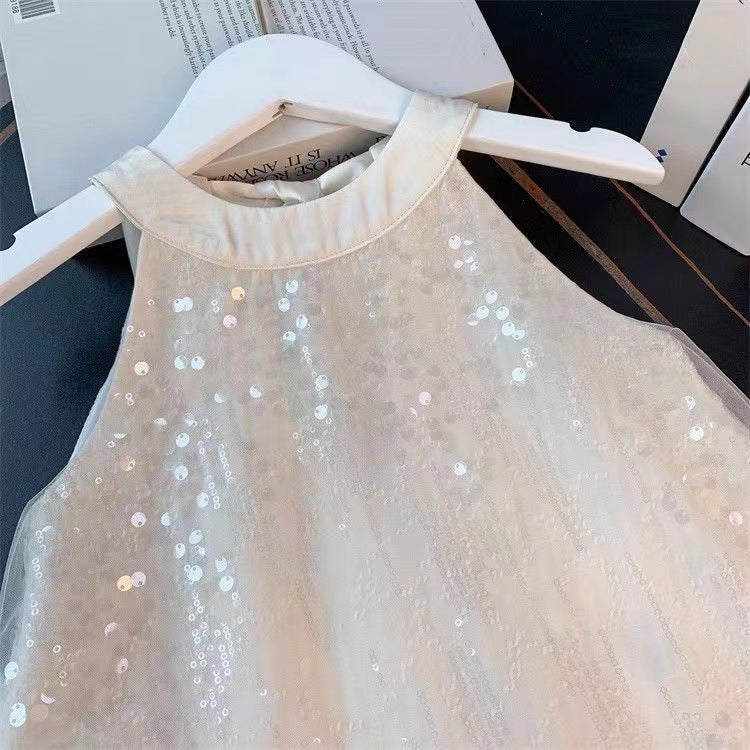 Vestido Infantil Brillante con Lazo
