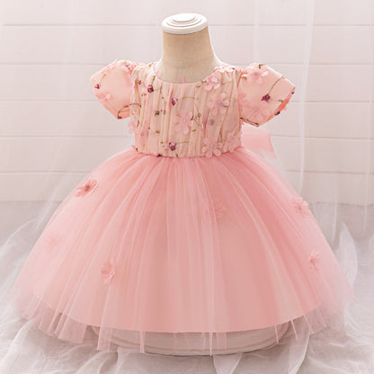 Vestido Infantil de Flores de Tul
