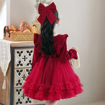 Vestido Infantil de Encaje y Tul