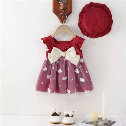 Vestido infantil con mariposas y lazo