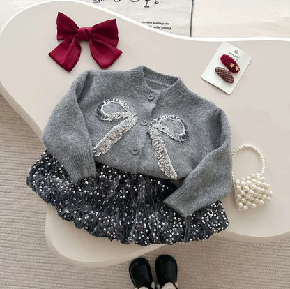 Conjunto de Niña con Lazo y Purpurina