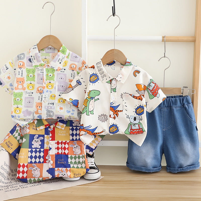 Conjunto de niño con camisa con estampado animal