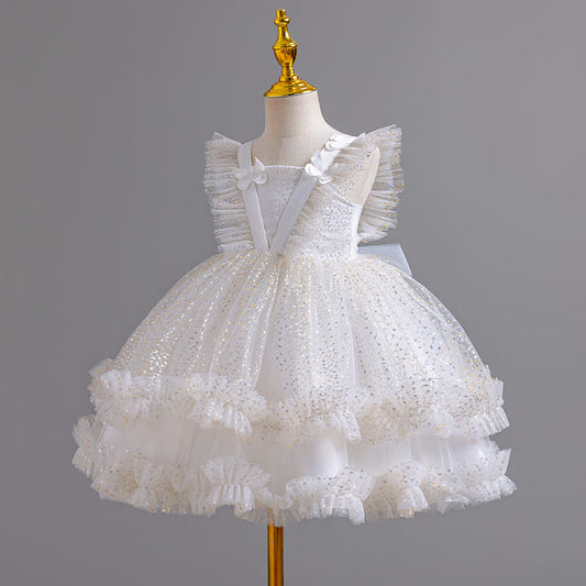 Vestido de fiesta de mariposas de tul brillante