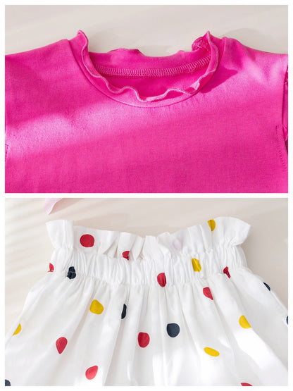 Conjunto Infantil Niña Rosa y Lunares