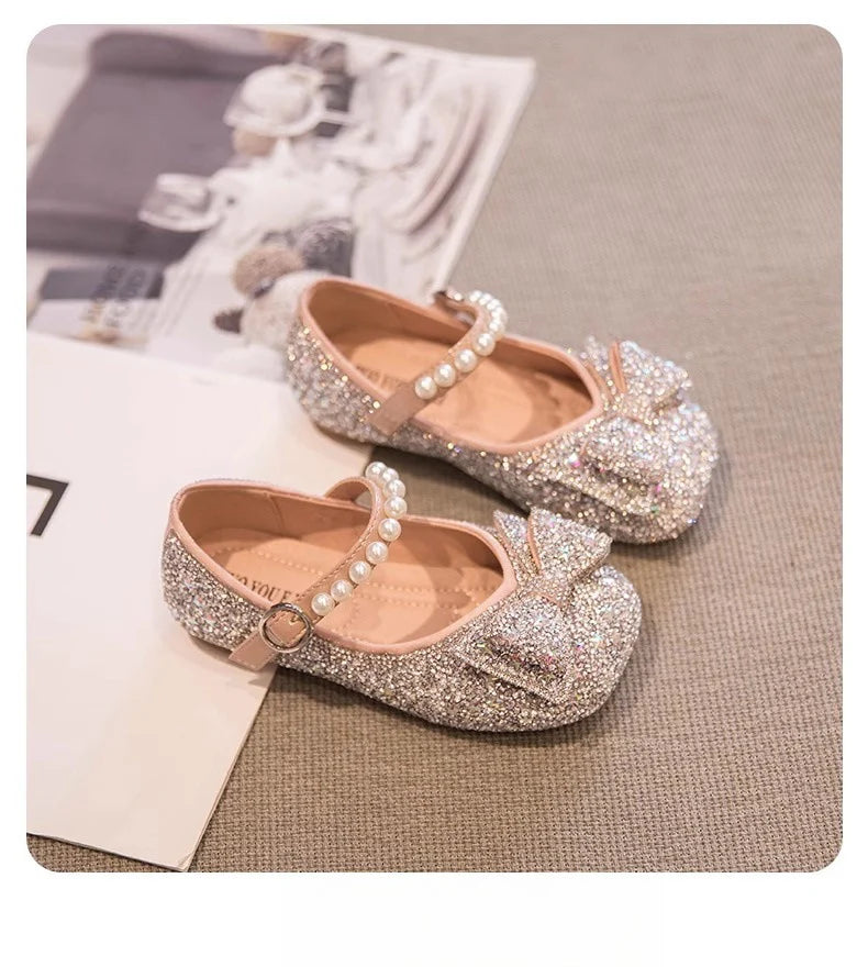 Zapatos Infantiles Brillantes y Perlas