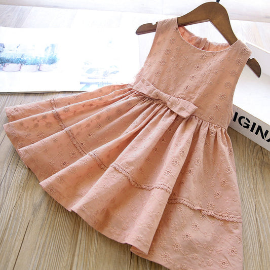 Vestido Infantil con Flores y Lazo