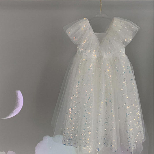 Vestido Infantil Blanco Brillante