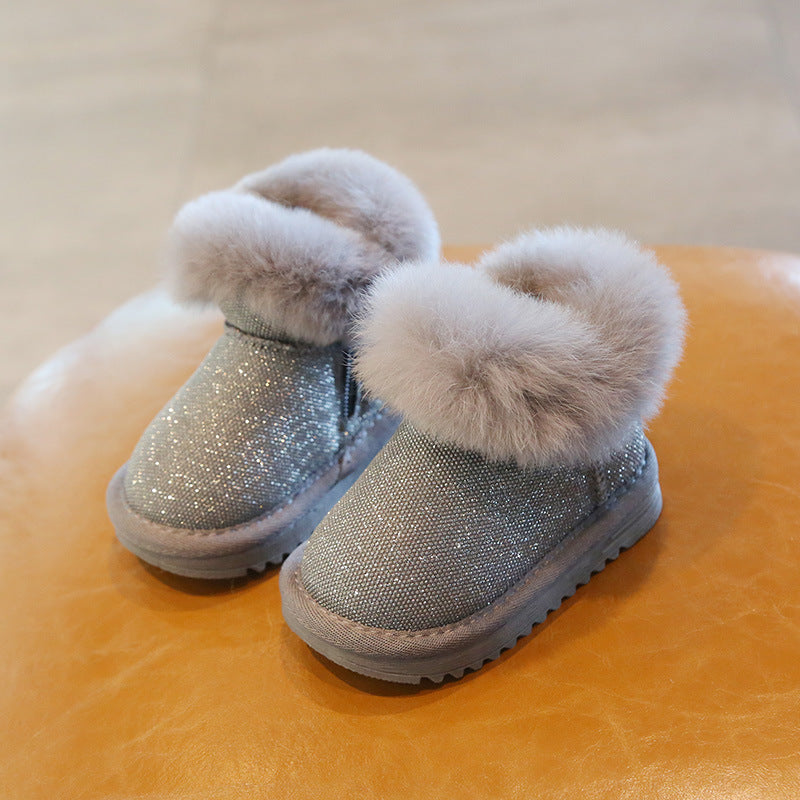 Botas infantiles con purpurina y pelo