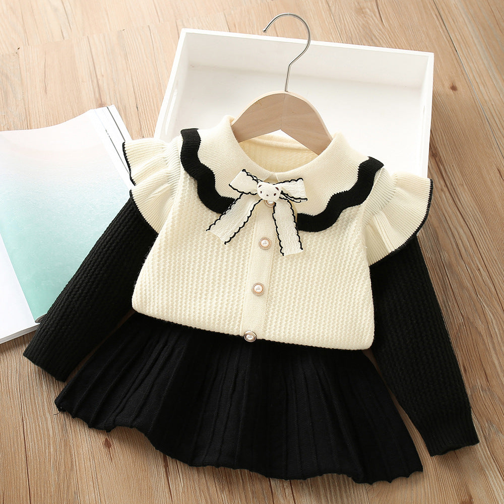 Conjunto de Lazo de Punto para Niña con Osito de Peluche