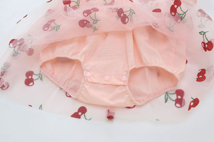 Vestido Infantil Cerejinhas de Tul