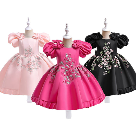 Vestido de Fiesta Infantil Flores y Lazo