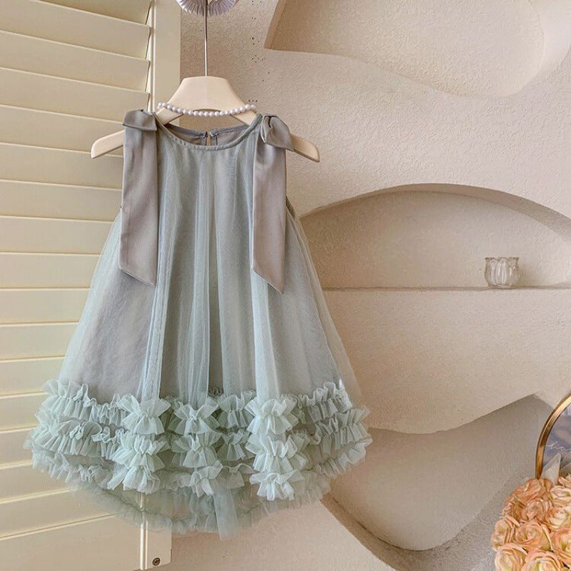 Vestido Infantil con Lazos y Volantes