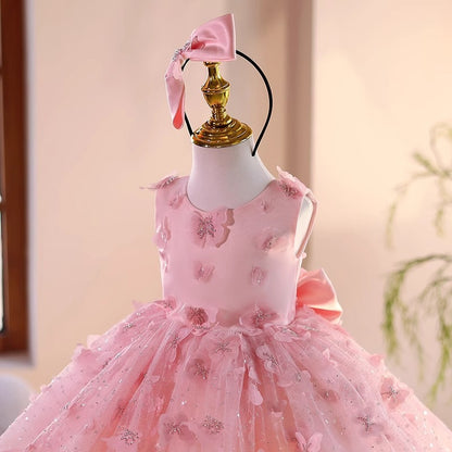 Vestido infantil de tul con florecitas