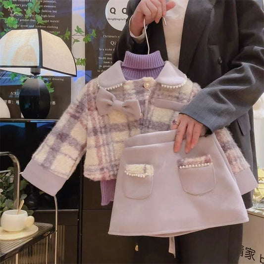Conjunto Infantil de Invierno con Lazos