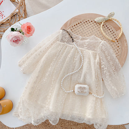 Vestido Infantil de Tul Floral