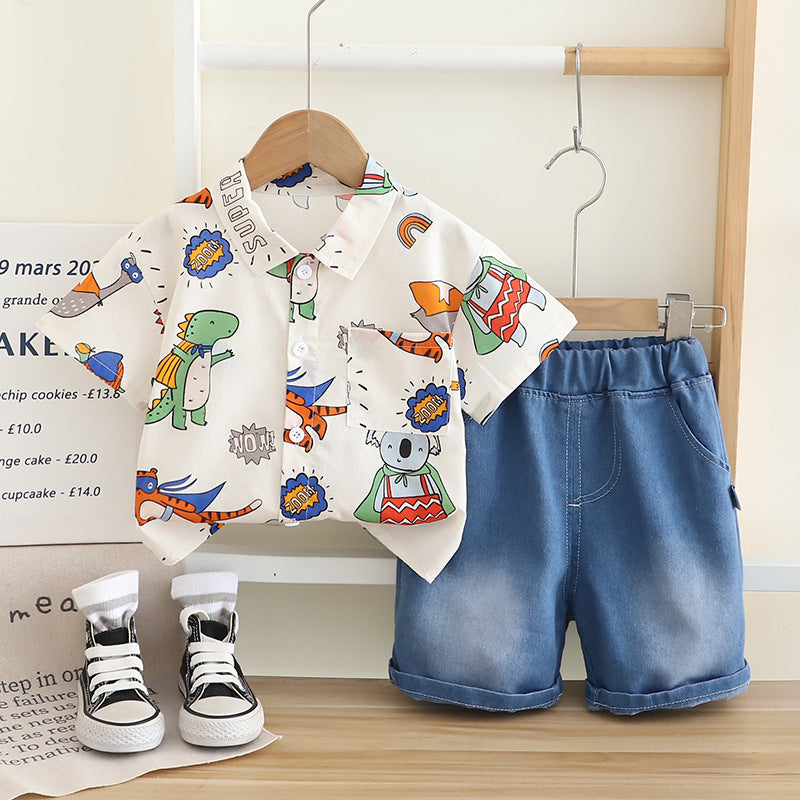 Conjunto de niño con camisa con estampado animal