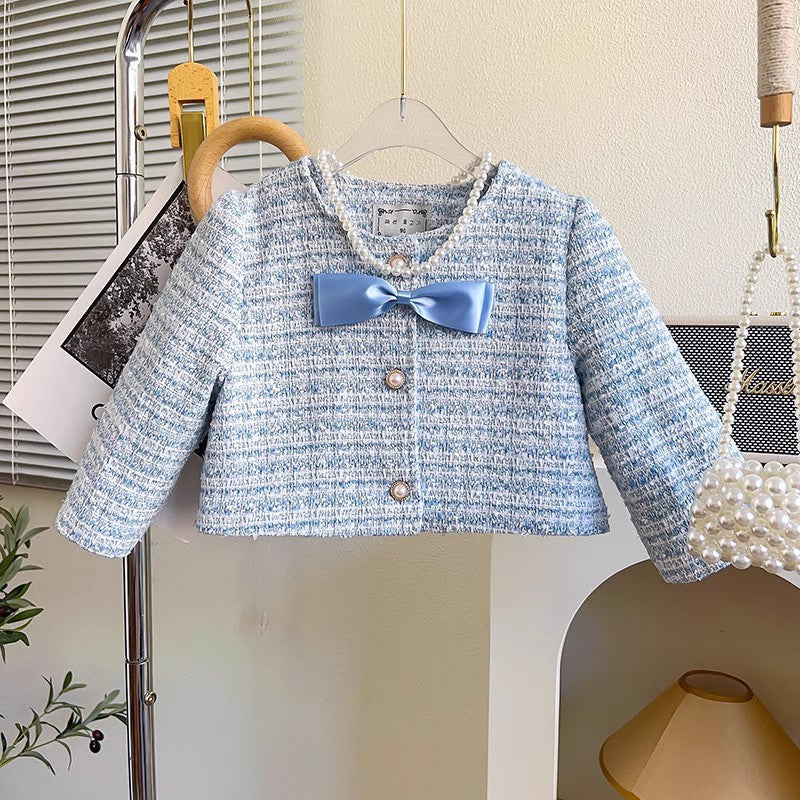 Conjunto de Tweed Azul Para Niñas