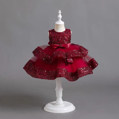 Vestido De Fiesta Infantil Brillante Lacinho