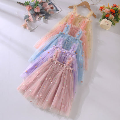Vestido Infantil De Flores De Tul