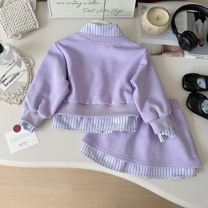 Conjunto Infantil Con Lazo Morado para Niña