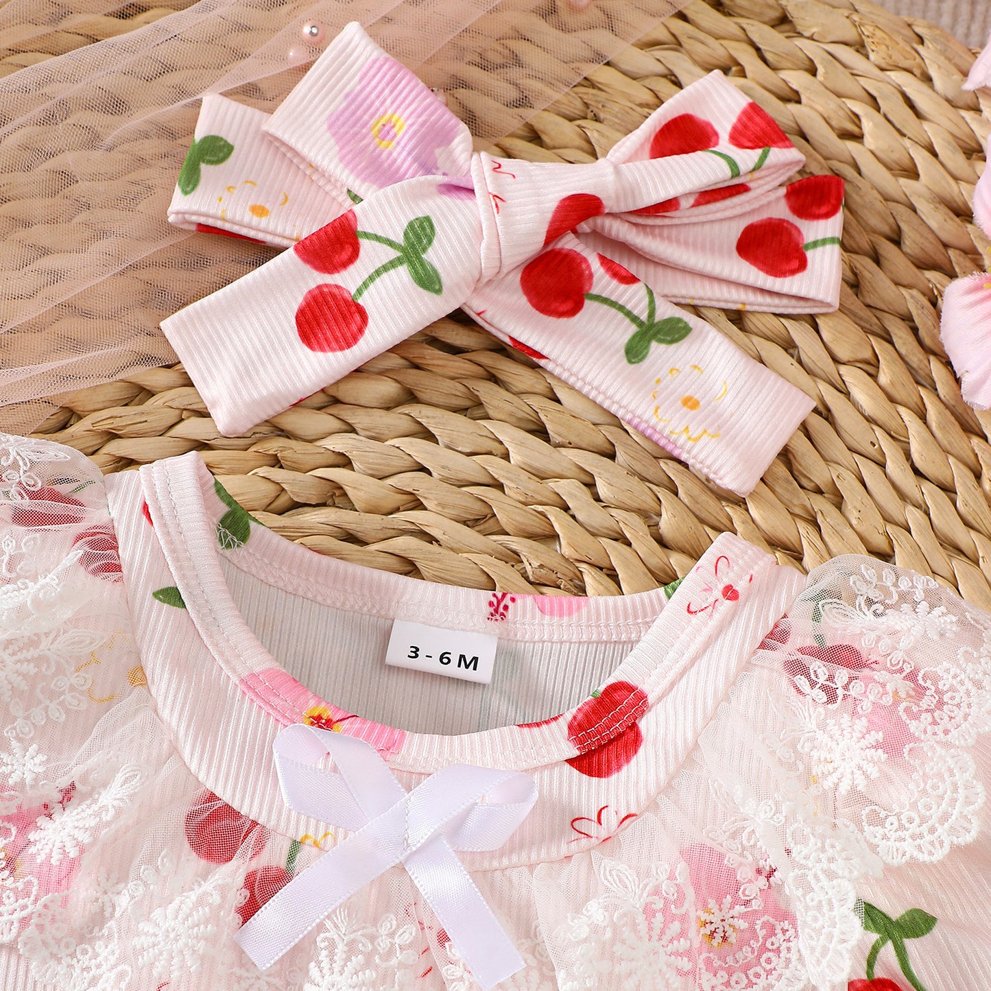 Body con estampado de cerezas para niña