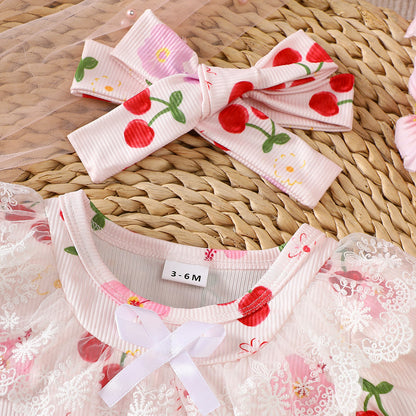 Body con estampado de cerezas para niña