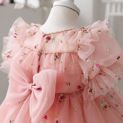 Vestido Infantil Floral Rosa