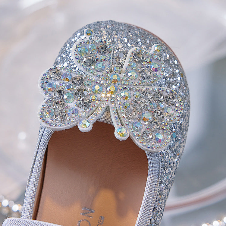 Zapatos de mariposa para niños con purpurina