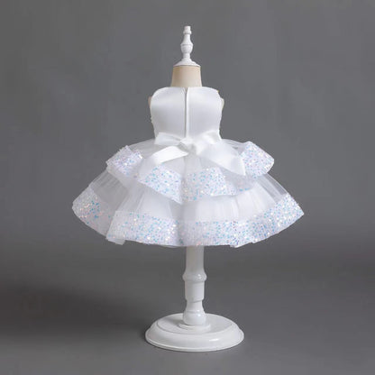 Vestido De Fiesta Infantil Brillante Lacinho