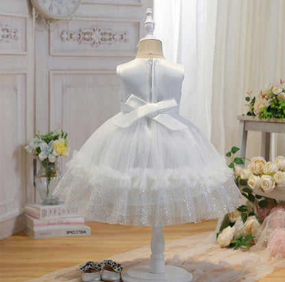 Vestido de Fiesta Infantil Tul Brillante Encaje