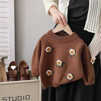 Jersey de Punto para Niña Flores
