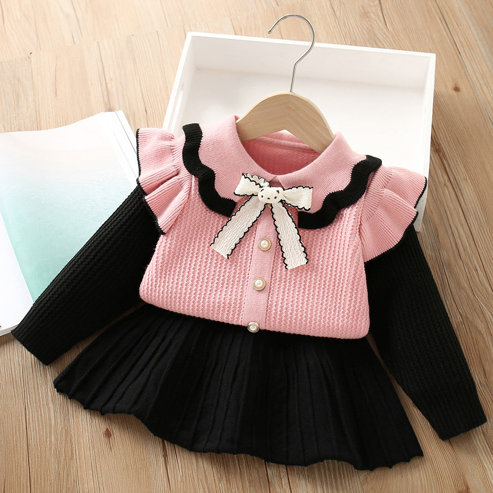Conjunto de Lazo de Punto para Niña con Osito de Peluche