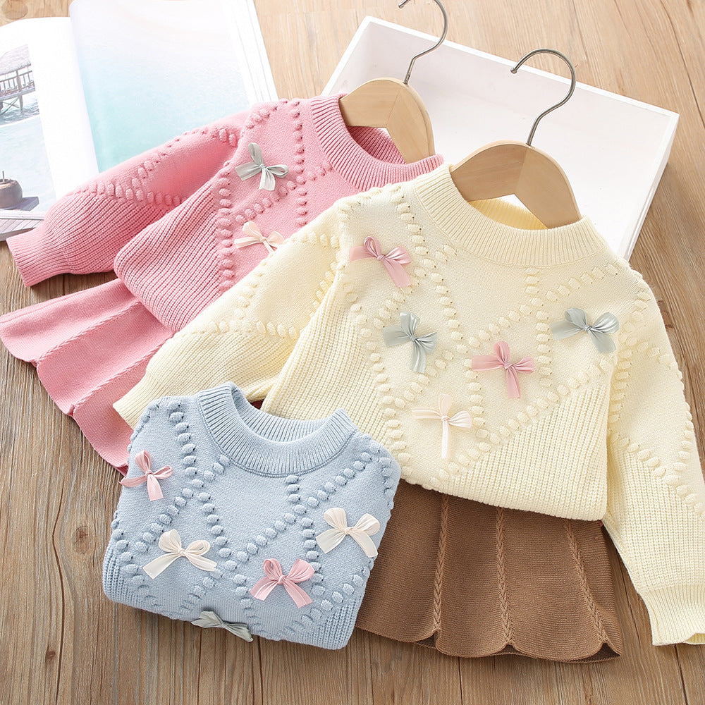 Conjunto de Niña con Lazos y Pliegues