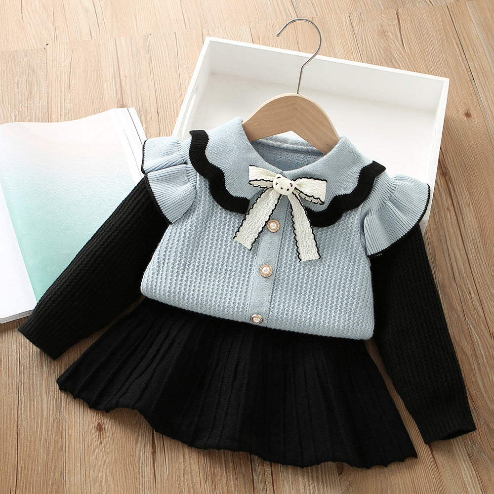 Conjunto de Lazo de Punto para Niña con Osito de Peluche
