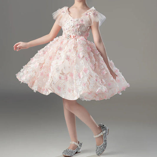 Vestido de fiesta infantil con flores