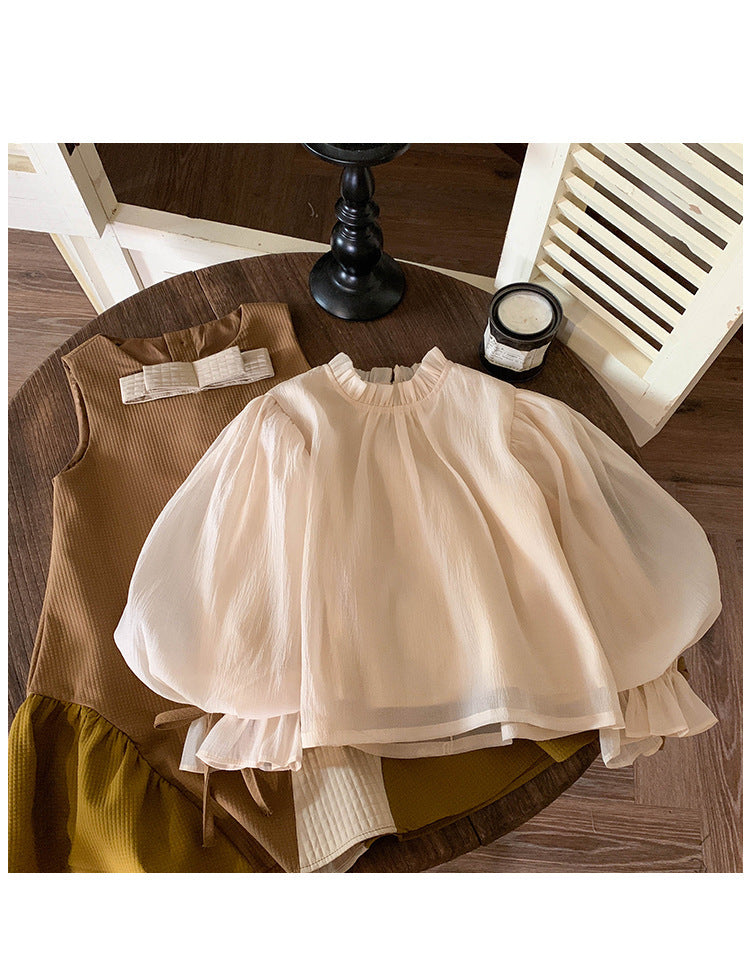 Conjunto Infantil de Chaleco y Vestido de Tul