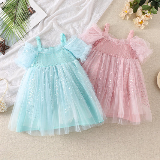 Vestido Infantil de Tul Brillante
