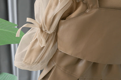 Conjunto de 3 Piezas de Cuero y tul Para Niñas