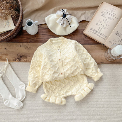 Conjunto de Punto para Niña Con Cuello