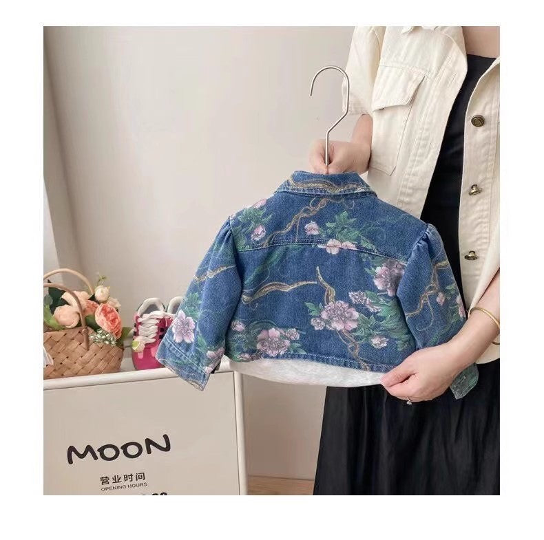 Conjunto de Jeans con Estampado Floral para Niña