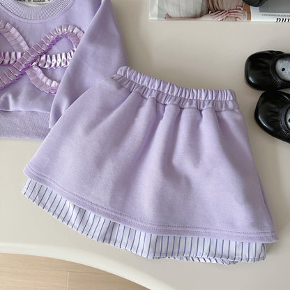 Conjunto Infantil Con Lazo Morado para Niña