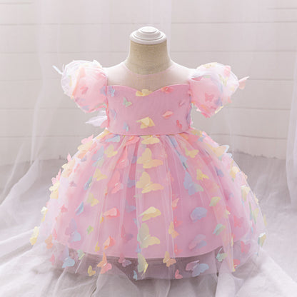 Vestido de Tul con Mariposas de Colores