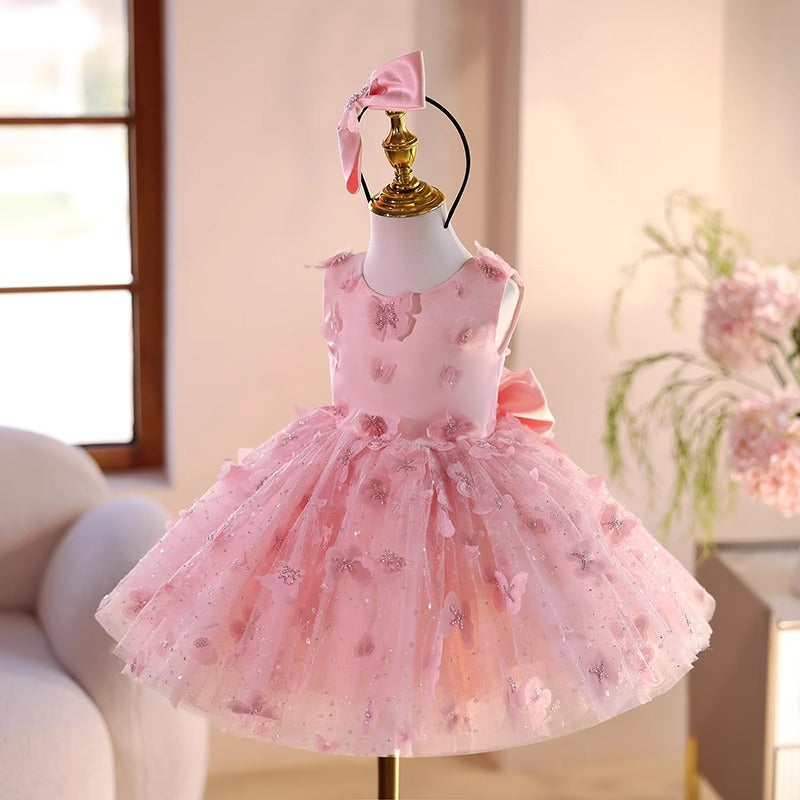 Vestido infantil de tul con florecitas