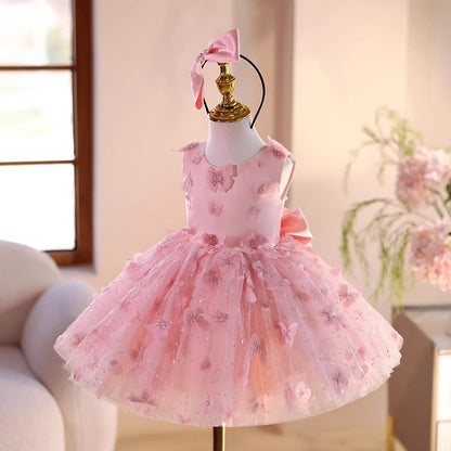 Vestido infantil de tul con florecitas