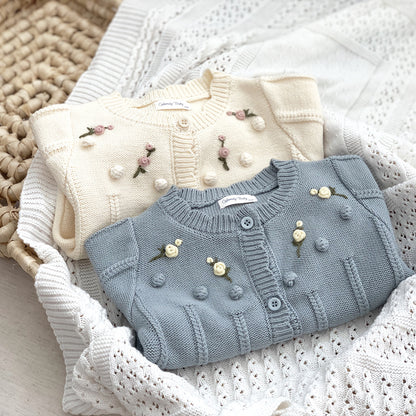 Cárdigan Infantil De Punto Flores