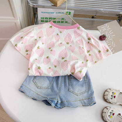 Pantalón Corto Infantil Jeans Corazones