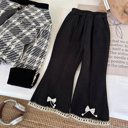 Conjunto de Lazo a Cuadros de Invierno para Niños