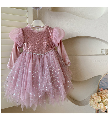 Vestido de Fiesta Infantil Rosa Brillante