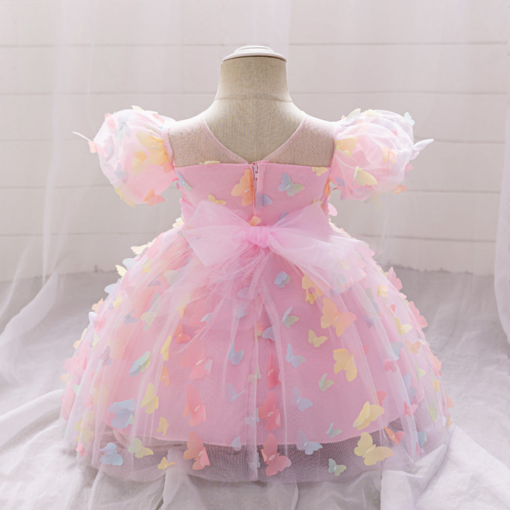 Vestido de Tul con Mariposas de Colores