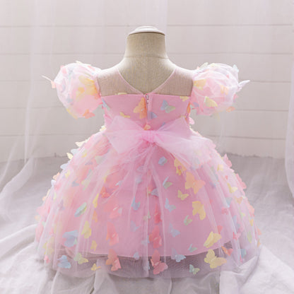 Vestido de Tul con Mariposas de Colores
